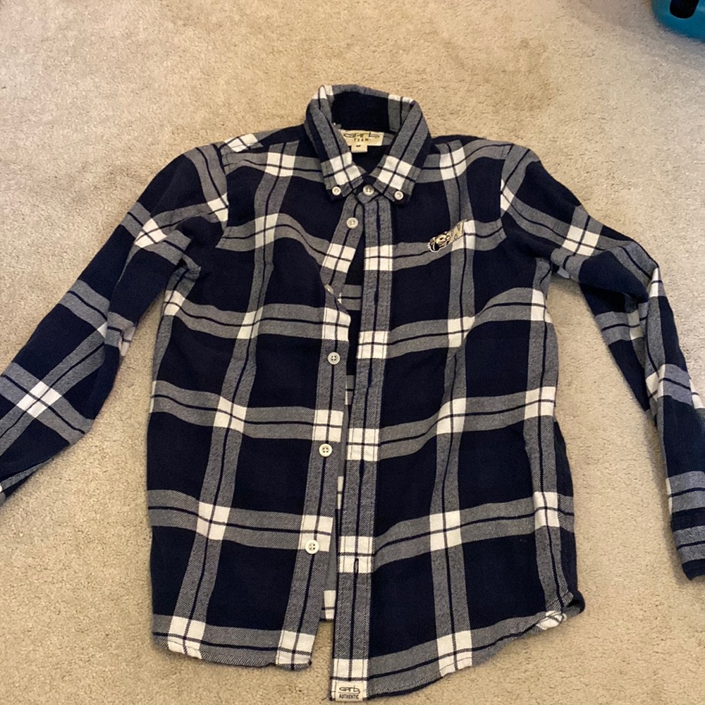 Boys Flannel Button Up with Wingate University Logo Size Medium